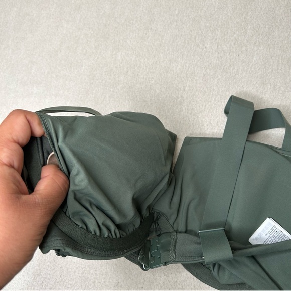 Athleta Square Neck V Bra Cup Bikini Top Deep Fern Green Size 34D/DD - Picture 3 of 7